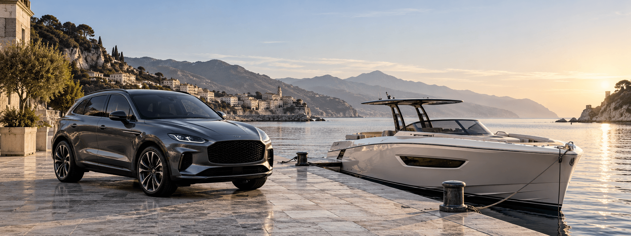 SUV premium e day cruiser G Rent in una marina mediterranea